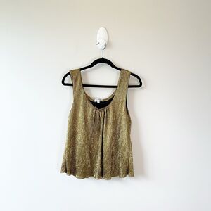 Olsenboye Women’s Metallic Gold Ribbed Sleeveless Top Blouse Glam Size Medium